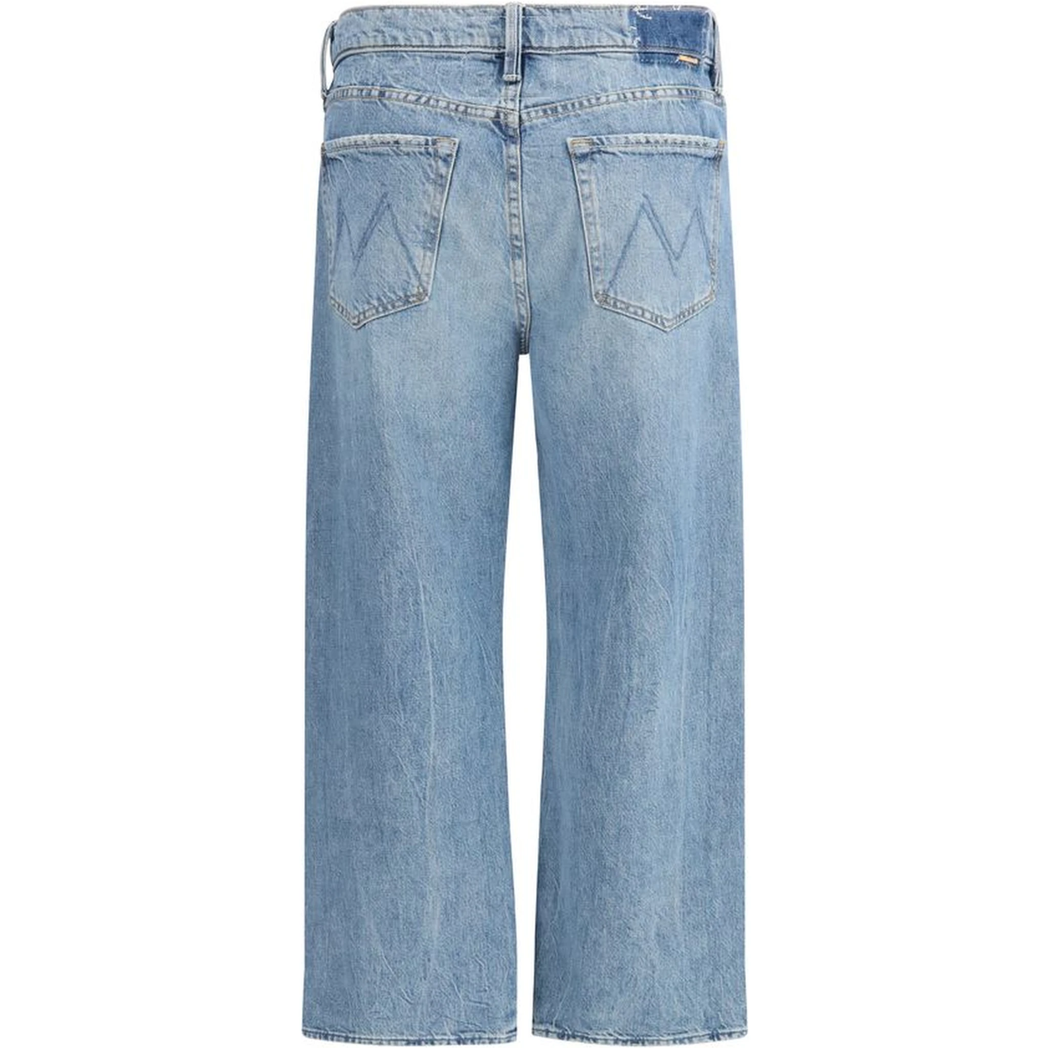 Blue Cotton Cropped Jeans