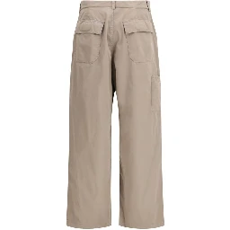 Beige Cotton Casual Pants