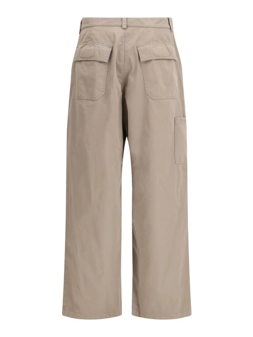 Beige Cotton Casual Pants