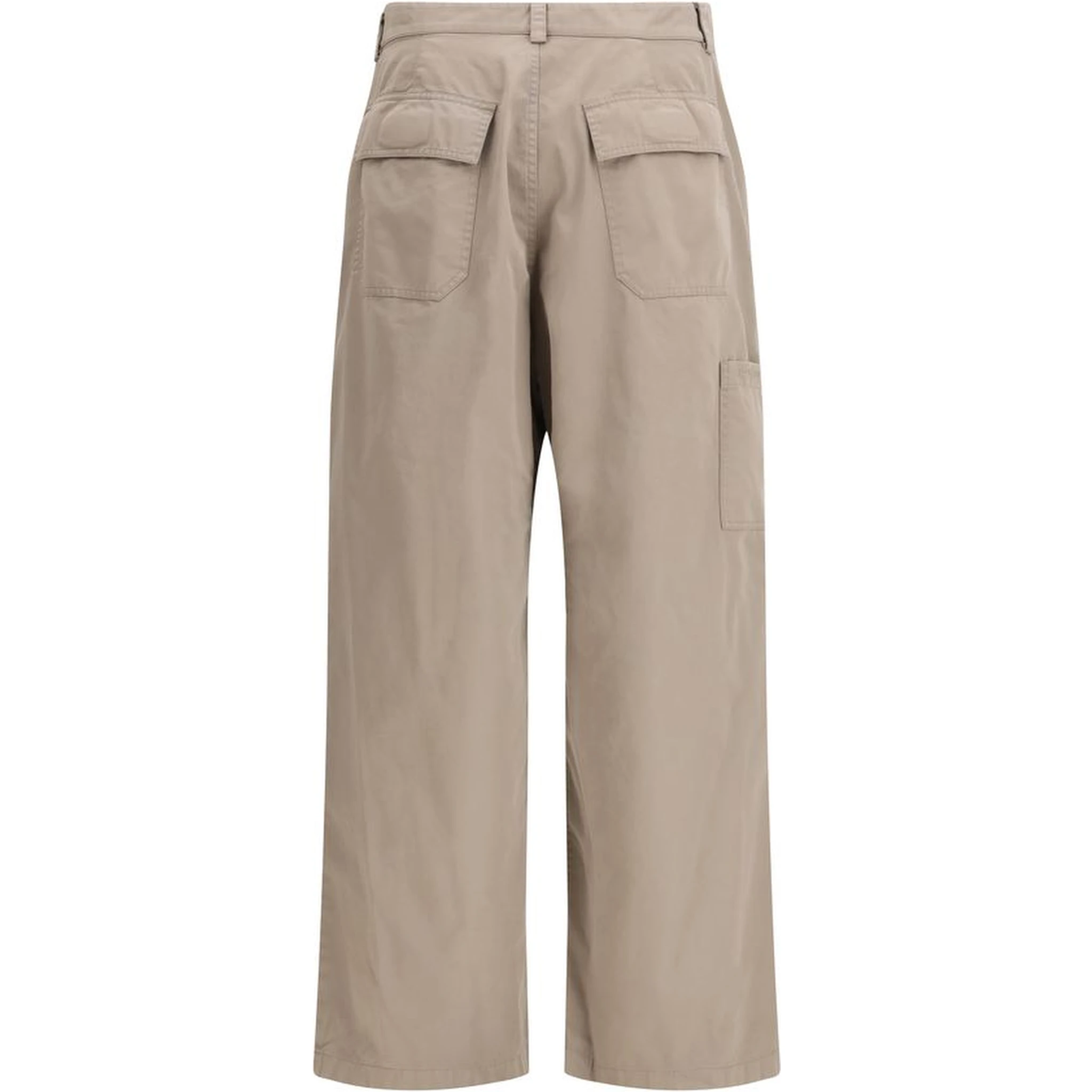 Beige Cotton Casual Pants