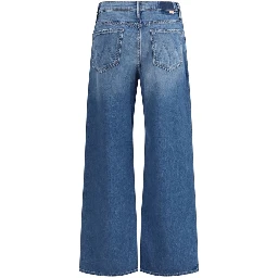 Blue Cotton Flared Jeans
