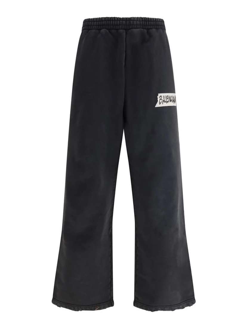 Black Cotton Casual Pants