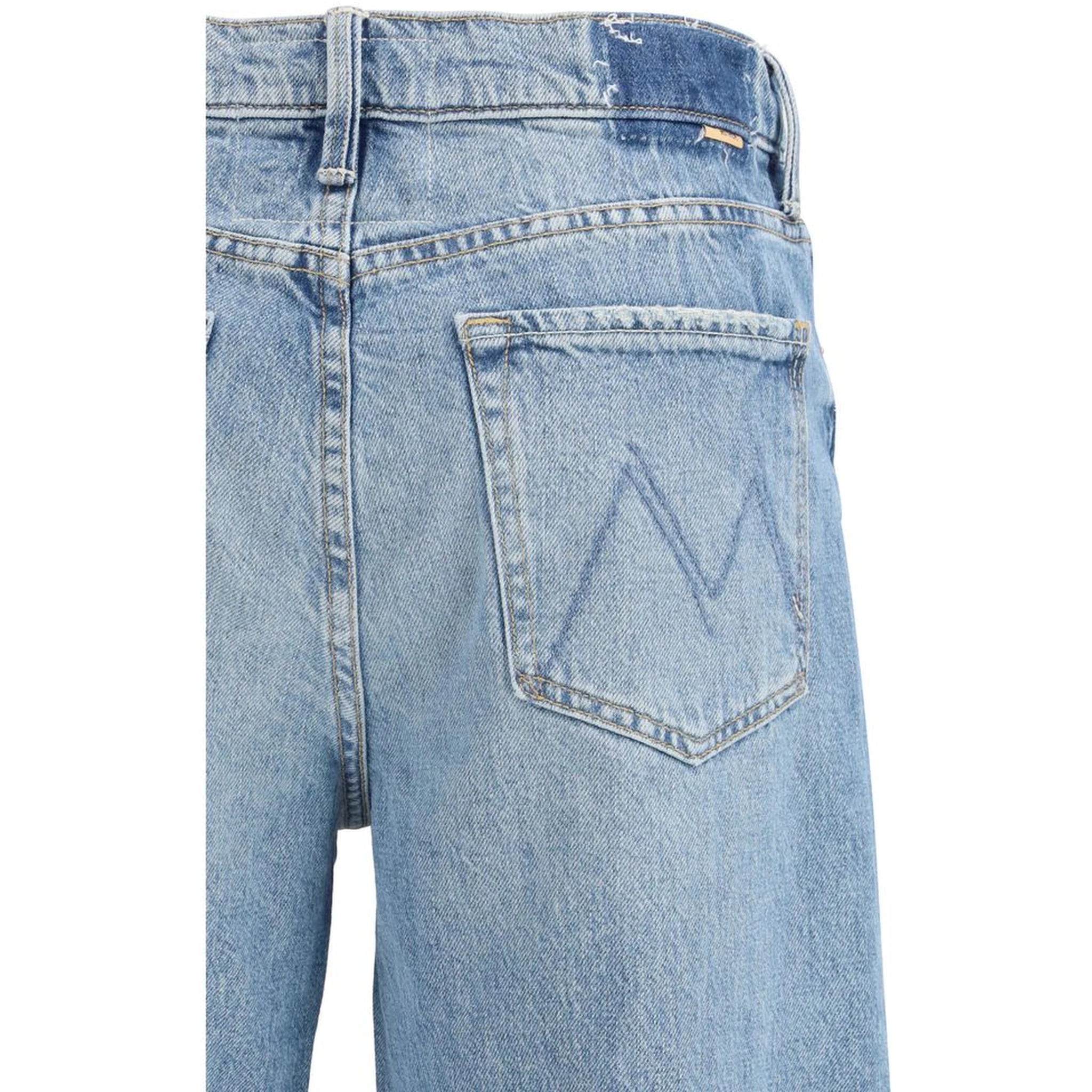 Blue Cotton Cropped Jeans