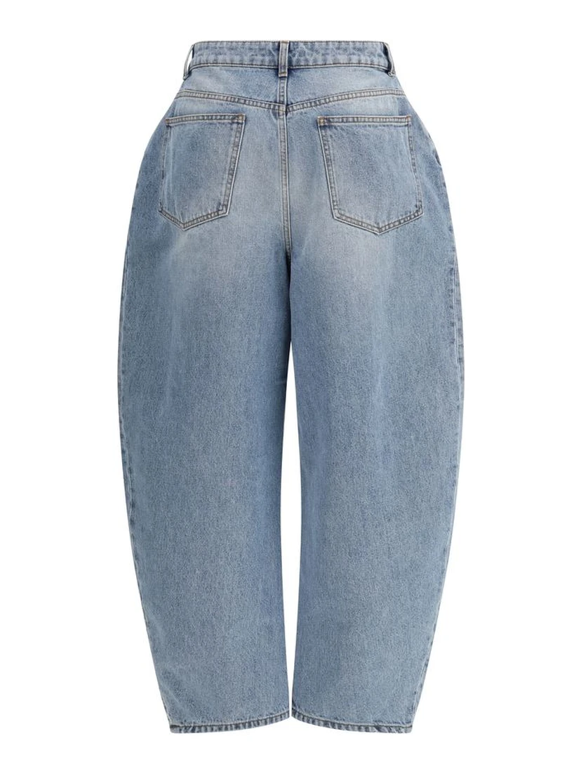 بنطلون جينز أزرق قطني بقصة مستقيمة