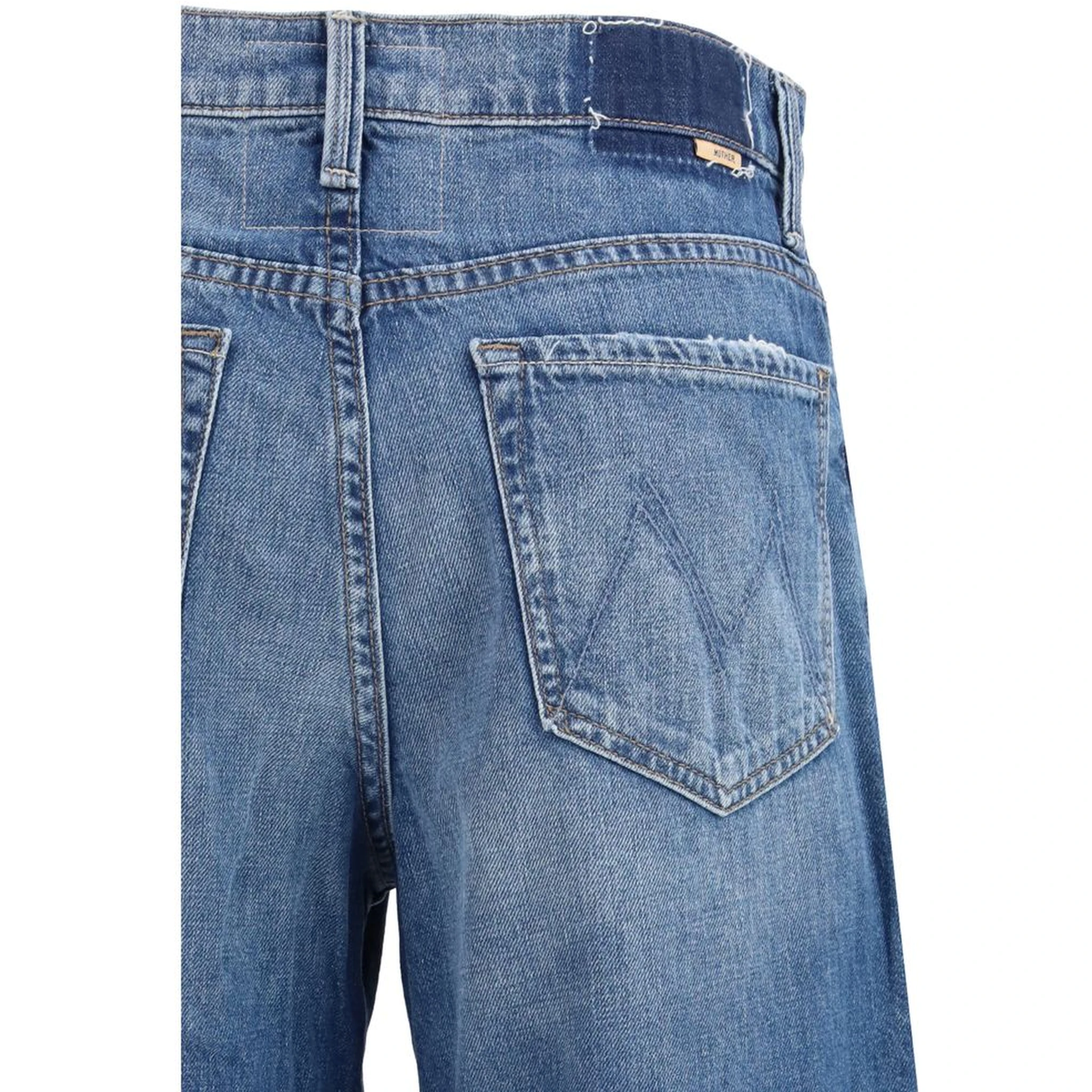 Blue Cotton Flared Jeans