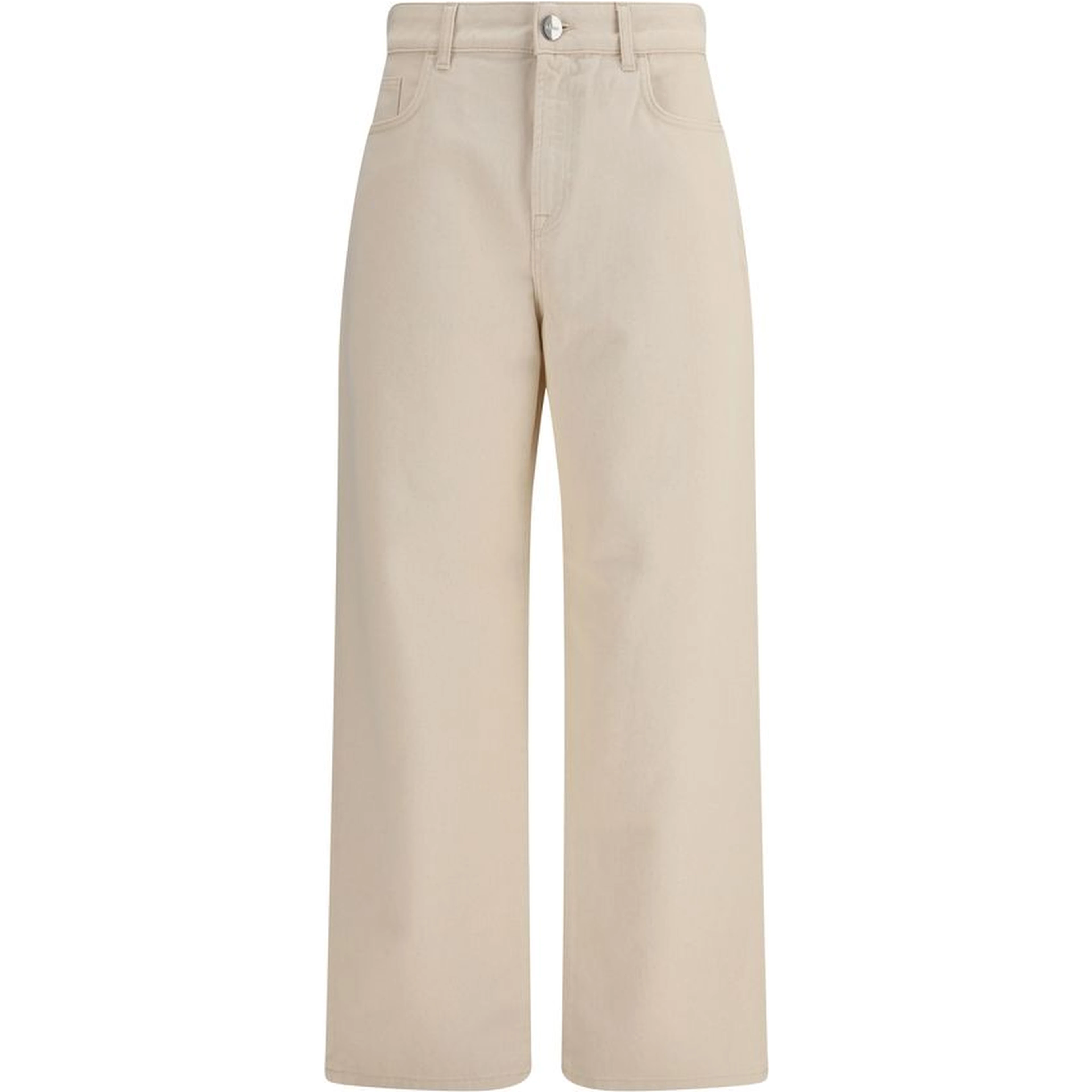 Beige Cotton Casual Pants