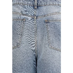 Blue Cotton Straight-Leg Jeans