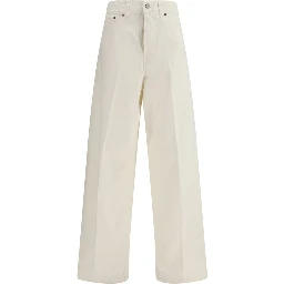 White Cotton Straight-Leg Jeans