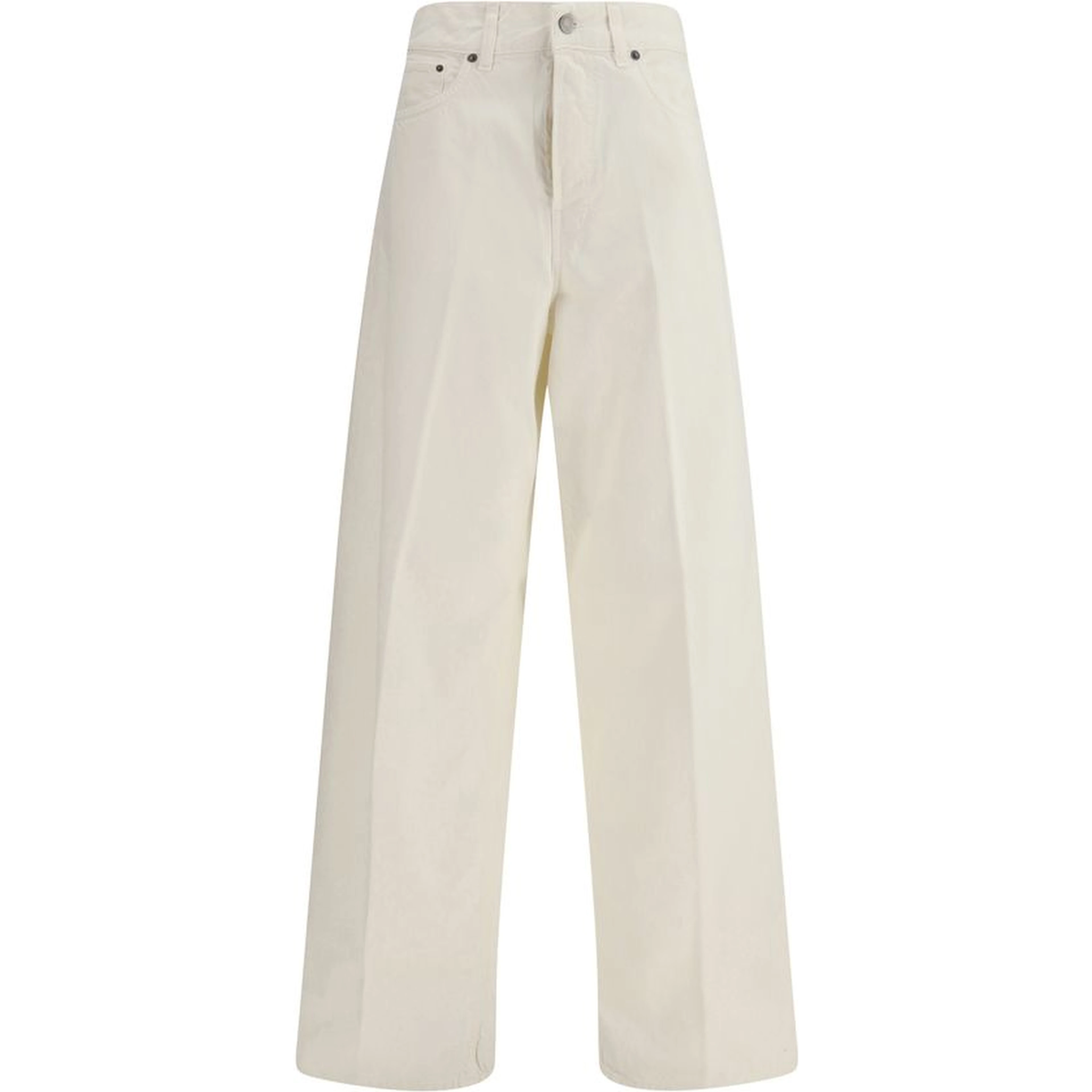 White Cotton Straight-Leg Jeans