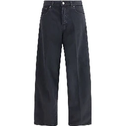 Black Cotton Straight-Leg Jeans