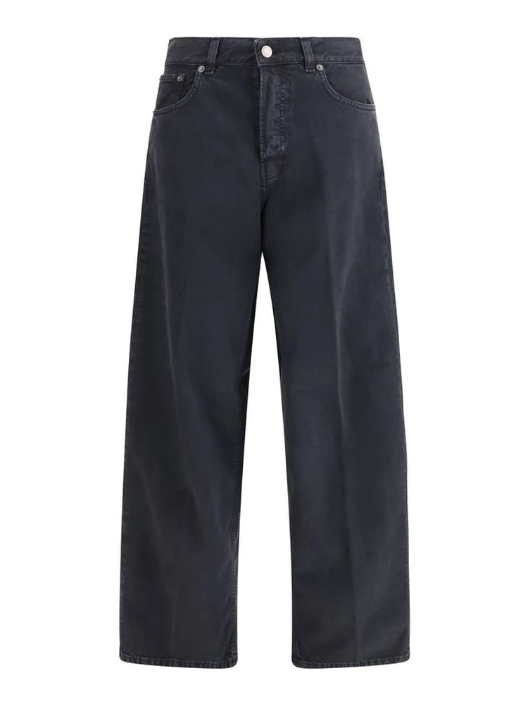 Black Cotton Straight-Leg Jeans