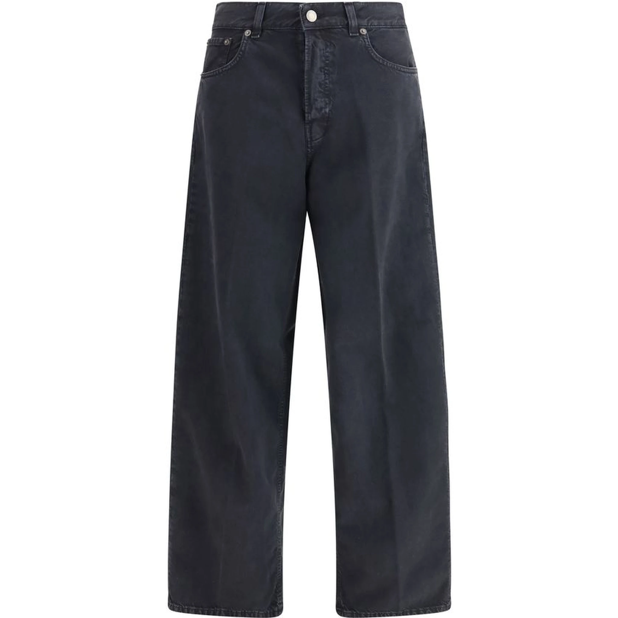 Black Cotton Straight-Leg Jeans