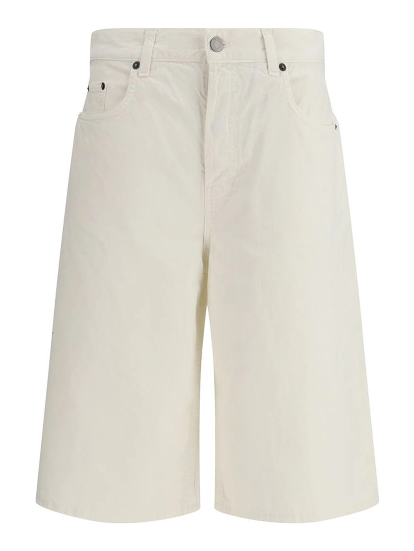 White Cotton Bermuda Shorts