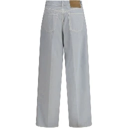Light Blue Cotton Straight-Leg Jeans