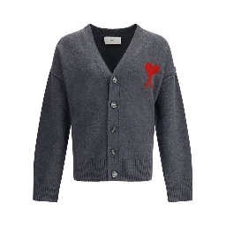 Gray Fleece Wool Cardigan