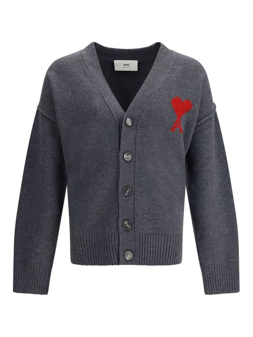 Gray Fleece Wool Cardigan
