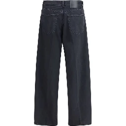 Black Cotton Straight-Leg Jeans