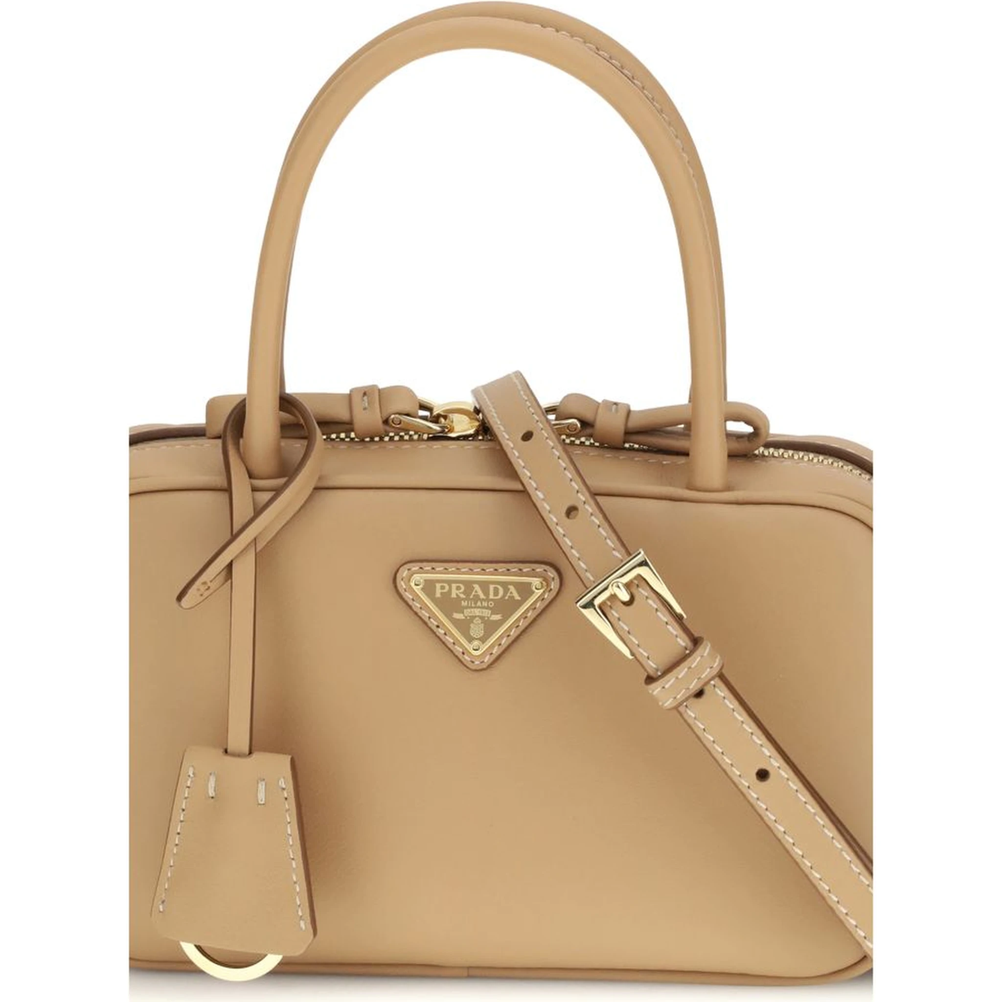 Beige Calf Leather Bos Taurus Handbag
