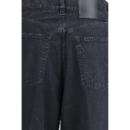 Black Cotton Straight-Leg Jeans