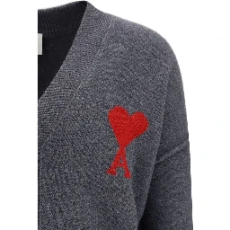 Gray Fleece Wool Cardigan