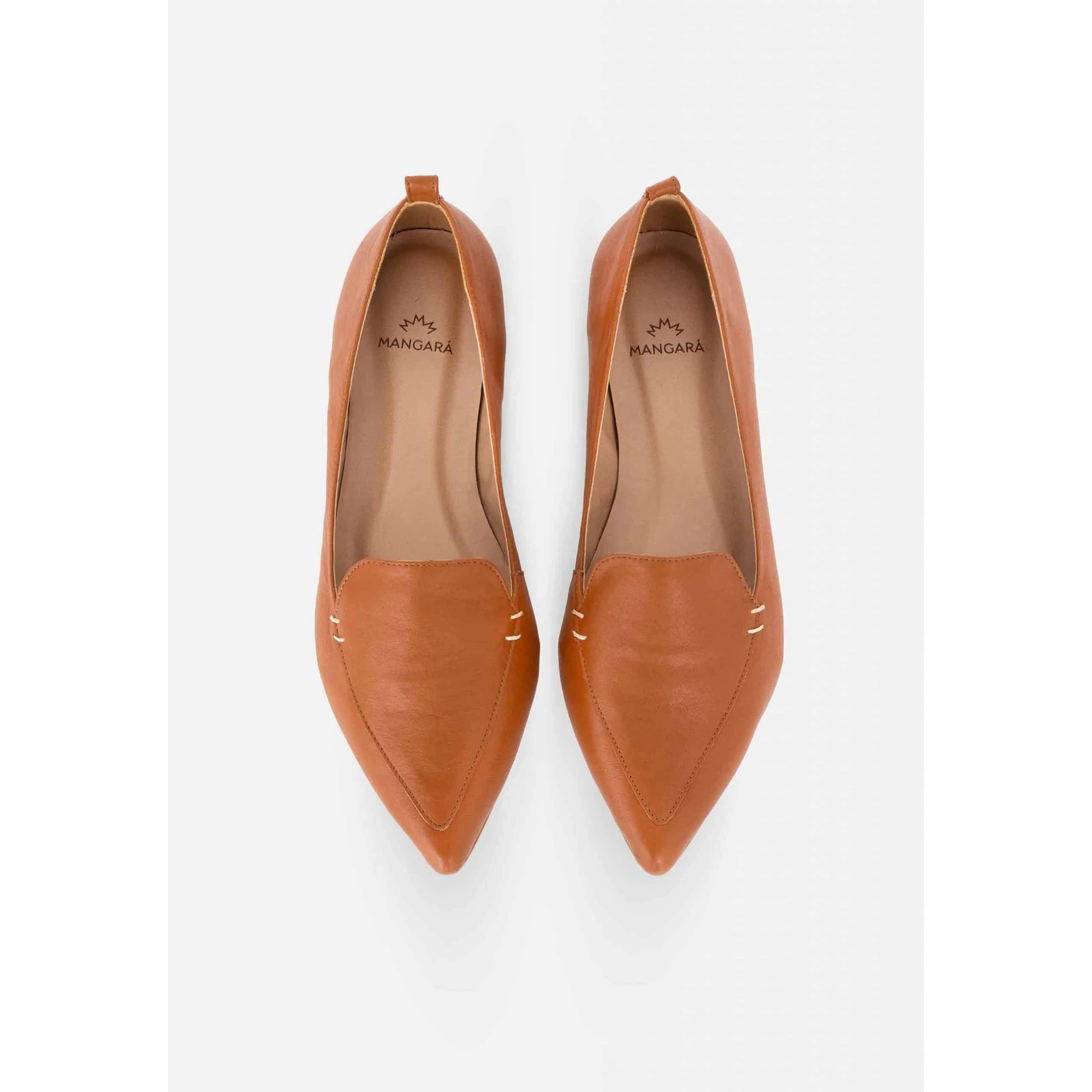 Brown Leather Ballerinas Butia – Women’S Pointed-Toe Flat Shoes