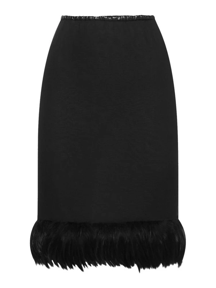 Black Silk Midi Skirt