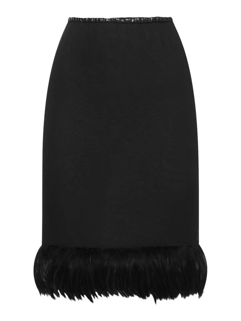 Black Silk Midi Skirt