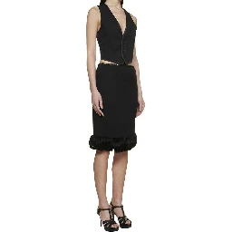 Black Silk Midi Skirt
