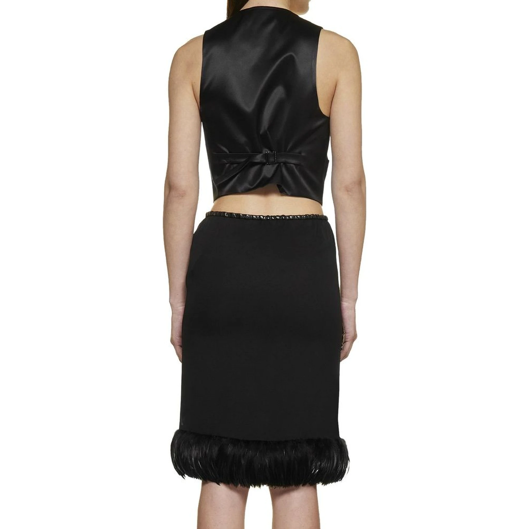 Black Silk Midi Skirt