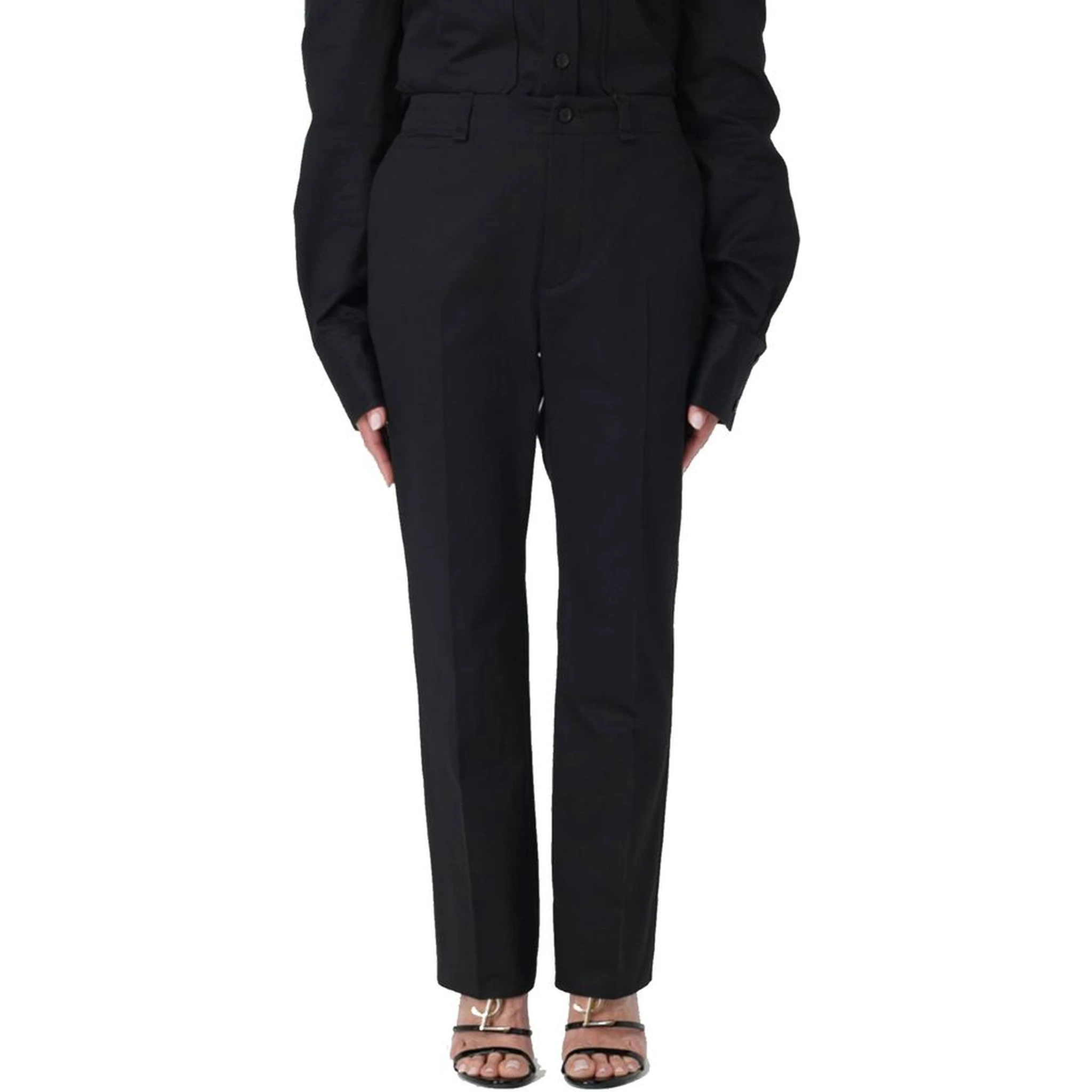 Black Cotton Casual Pants