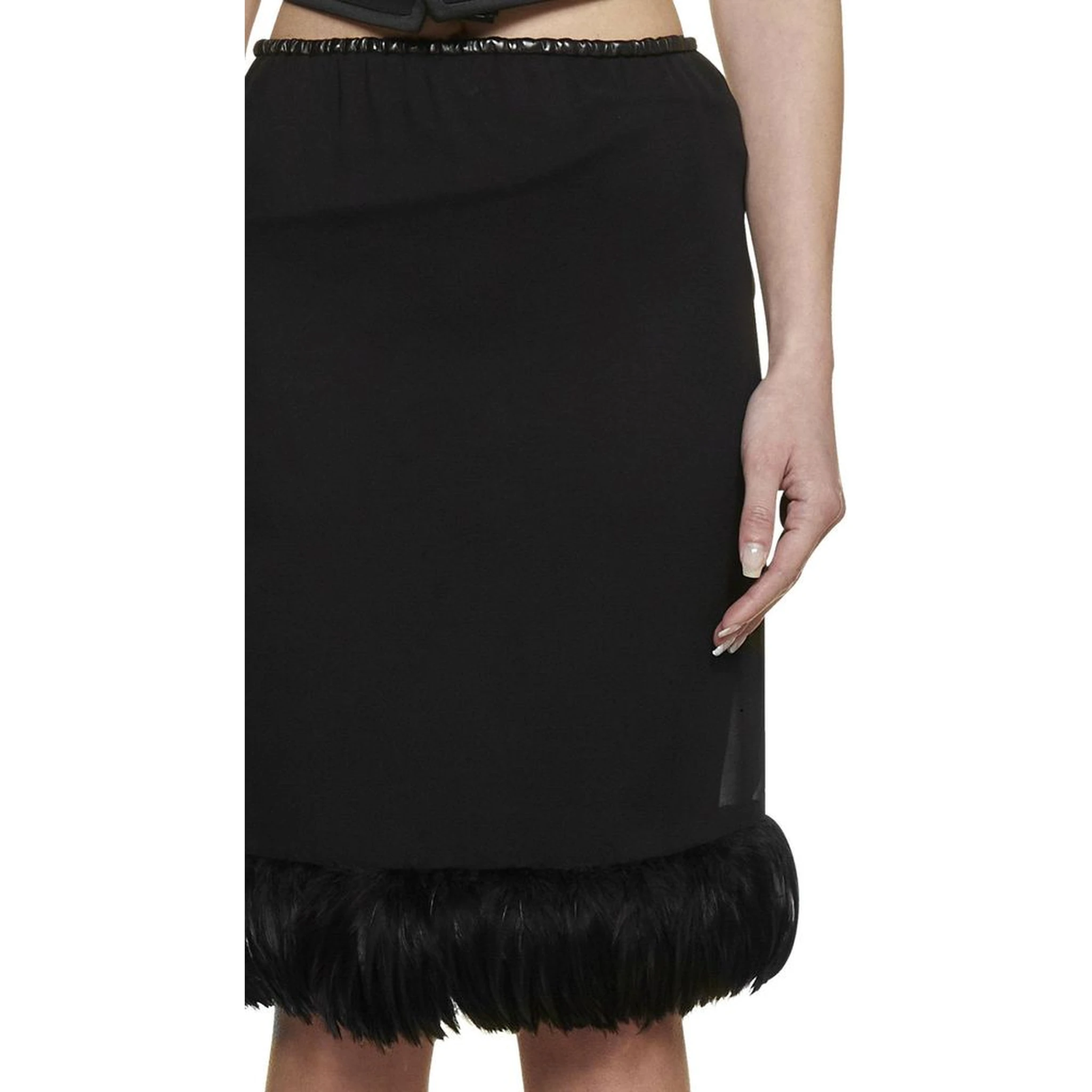Black Silk Midi Skirt