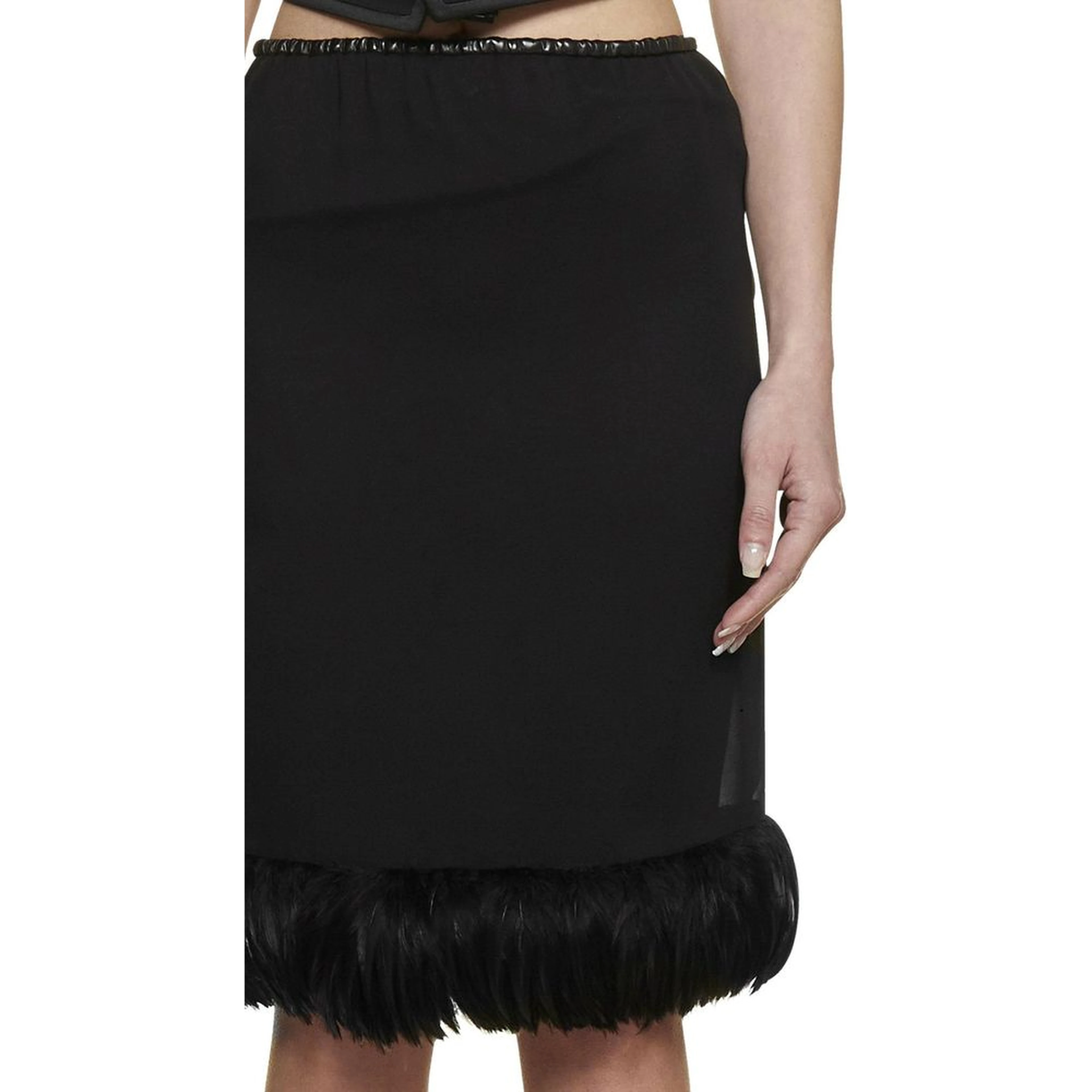 Black Silk Midi Skirt