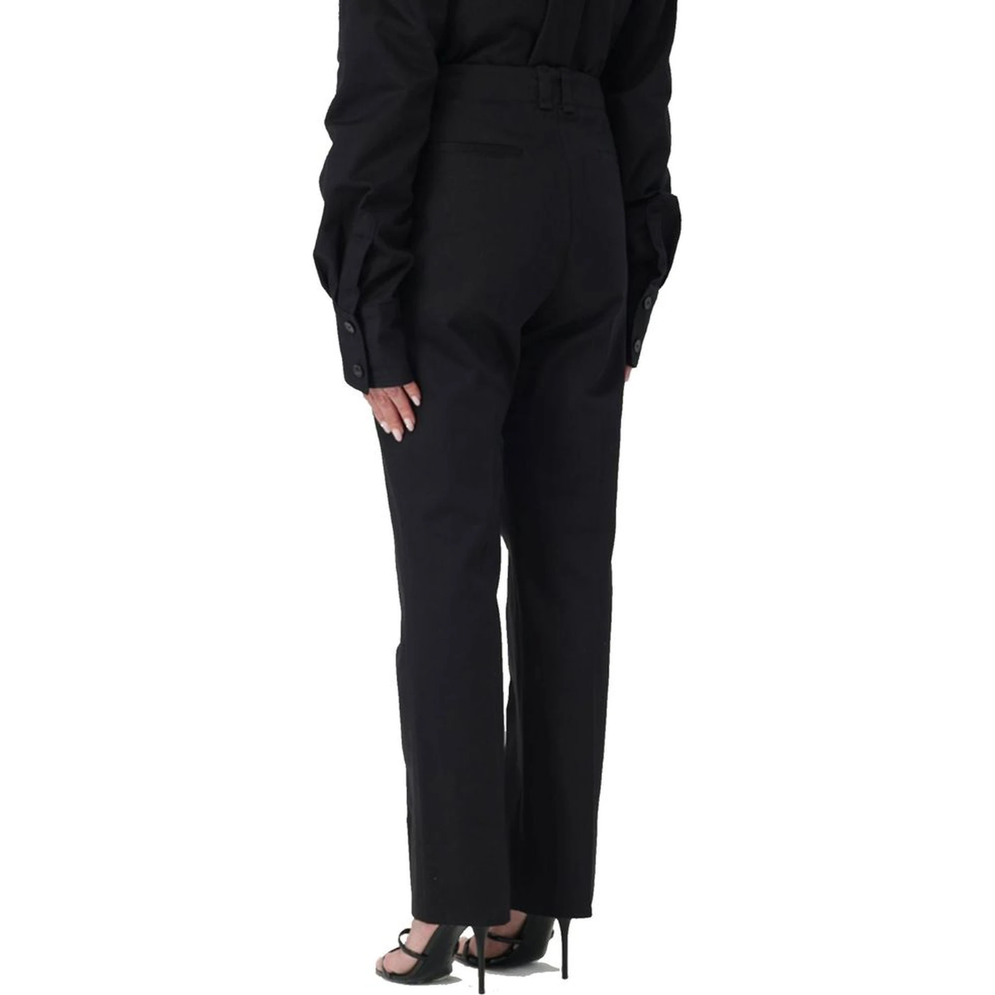 Black Cotton Casual Pants