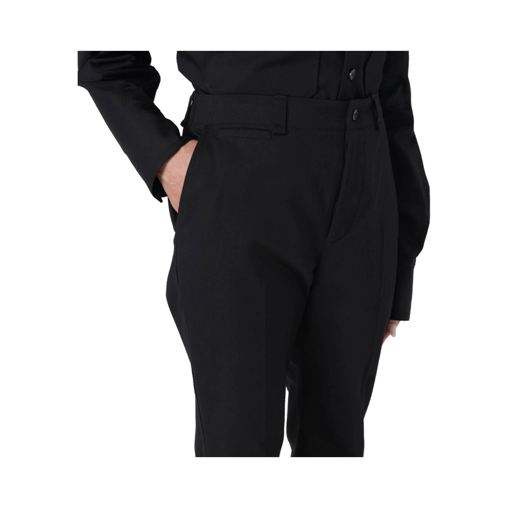 Black Cotton Casual Pants