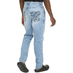 Blue Cotton Straight-Leg Jeans