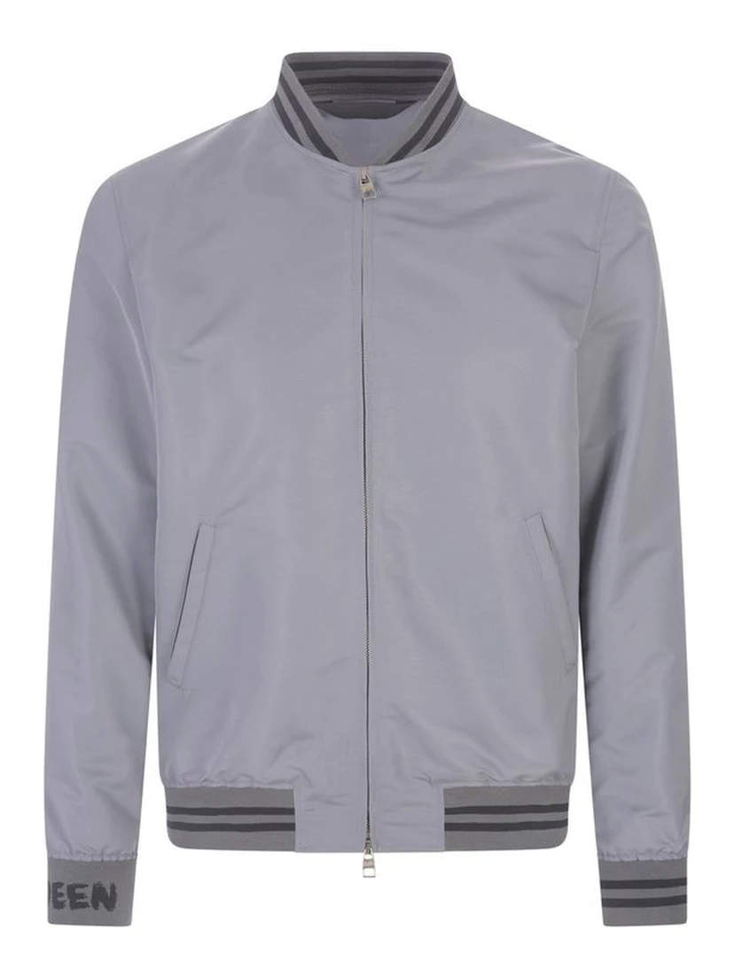 Gray Polyester Bomber