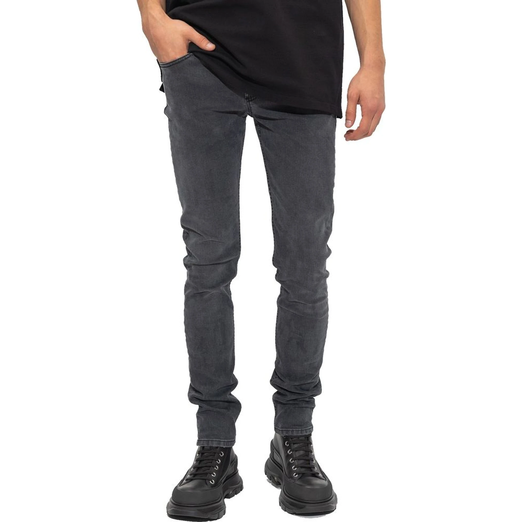 Black Cotton Skinny Jeans