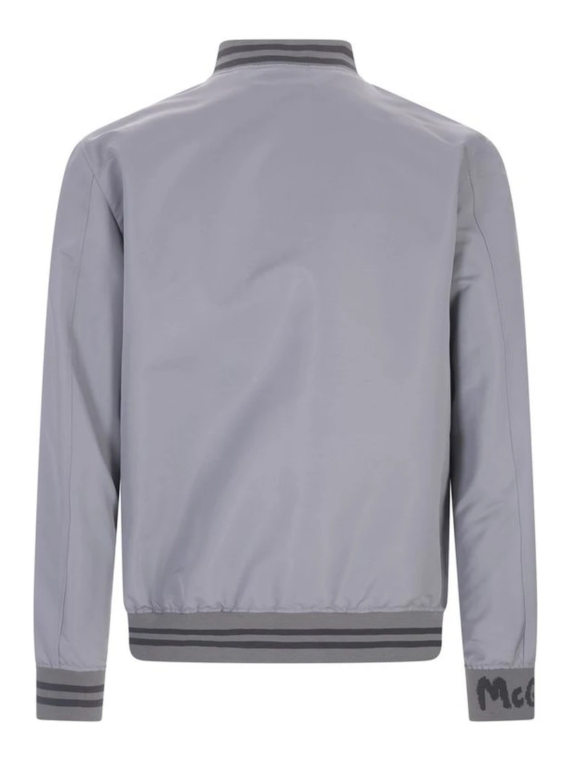 Gray Polyester Bomber