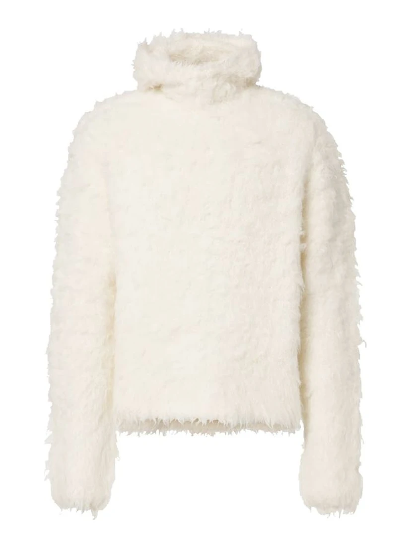 White Alpaca Leather Sweatshirt