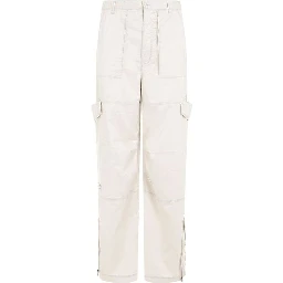 Beige Polyester Cargo Pants