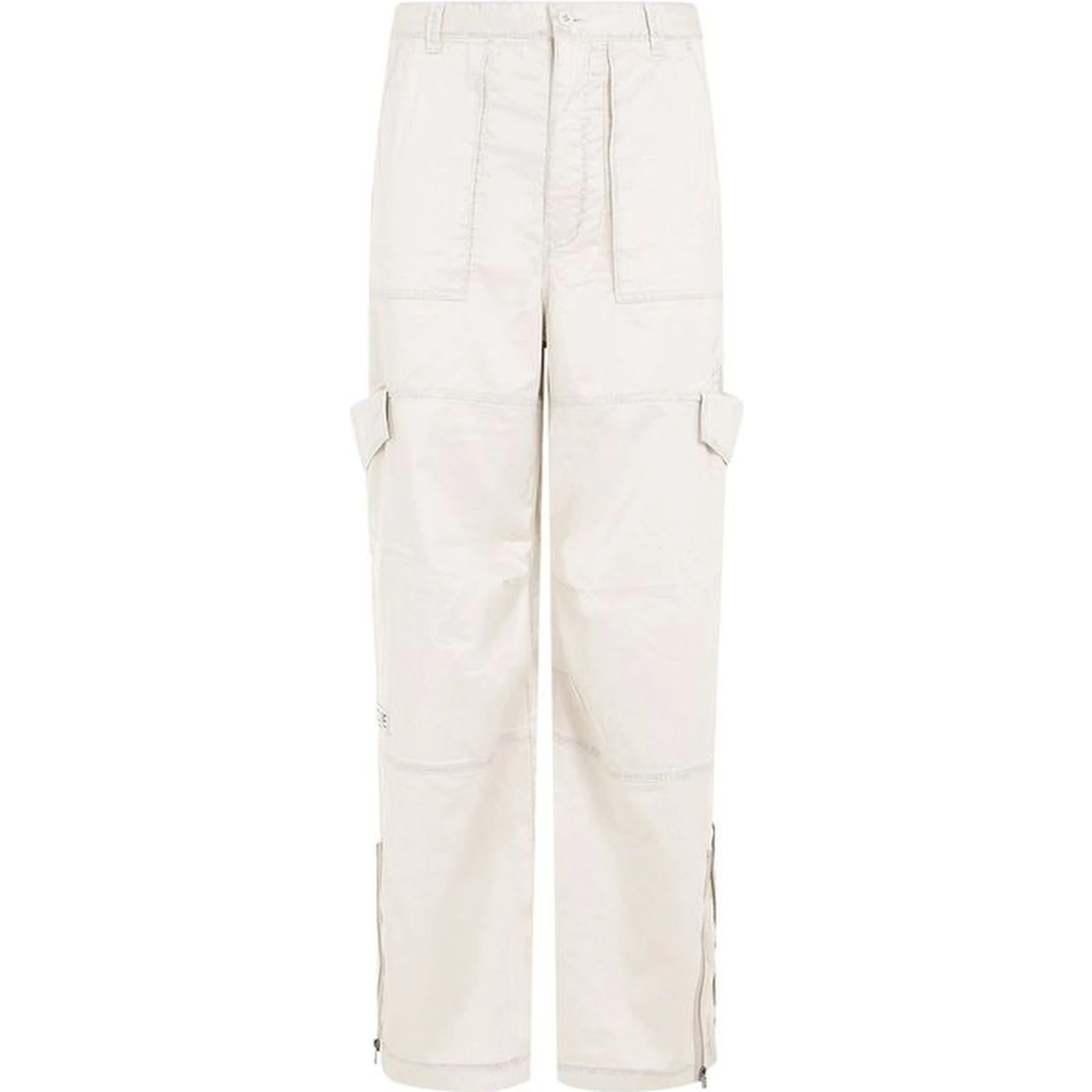 Beige Polyester Cargo Pants