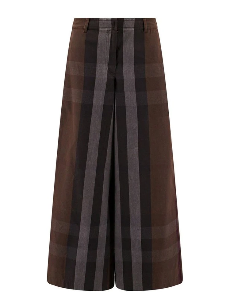 Brown Cotton Casual Pants