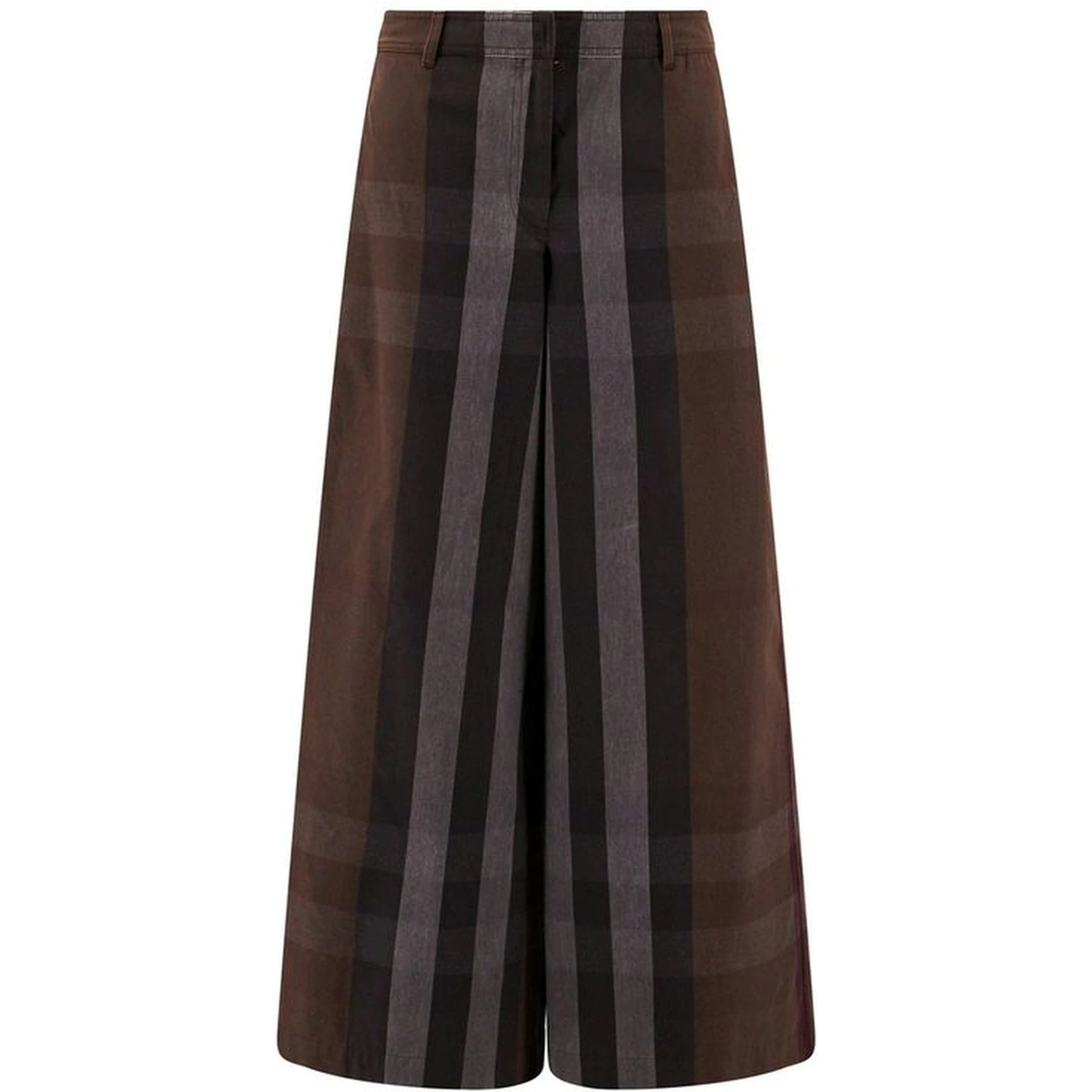 Brown Cotton Casual Pants
