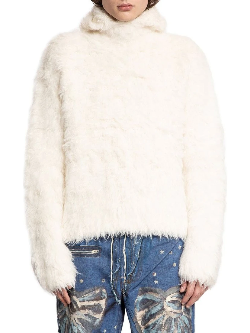 White Alpaca Leather Sweatshirt