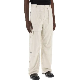 Beige Polyester Cargo Pants
