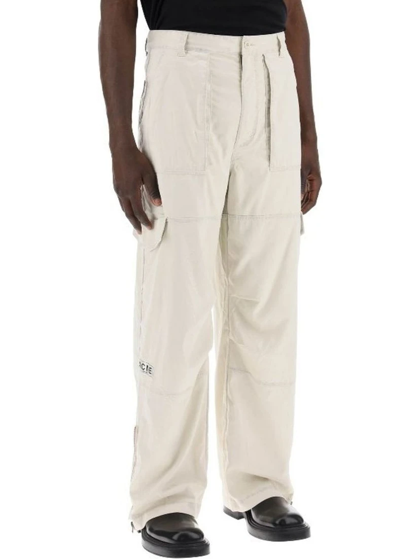 Beige Polyester Cargo Pants