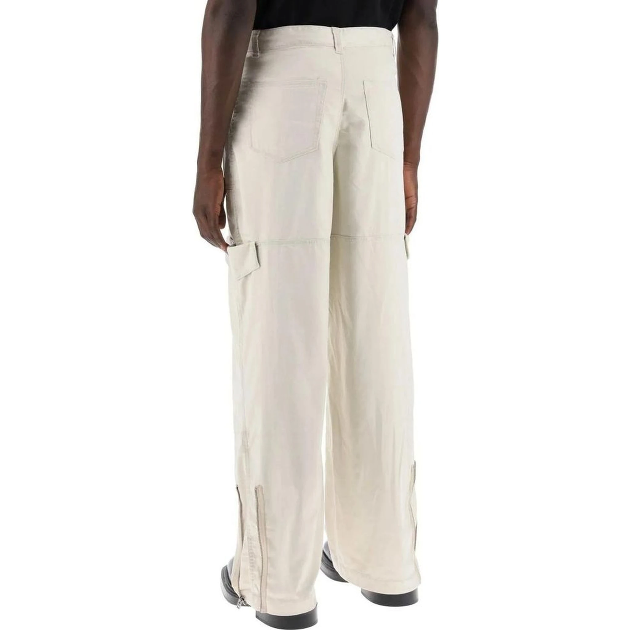 Beige Polyester Cargo Pants