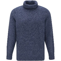 Blue Alpaca Leather Turtleneck