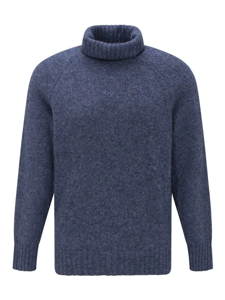 Blue Alpaca Leather Turtleneck