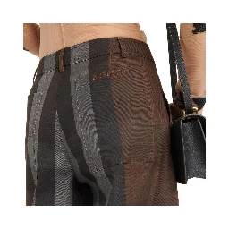 Brown Cotton Casual Pants